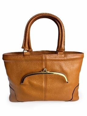 Bonnie Cashin for Coach Chunky Tote Bag Tan Leather Kiss Lock Vintage 1960s